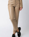 City Girl Faux Leather Pants- Taupe