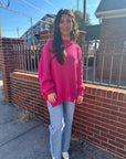 Out and About Sweater- Hot Pink