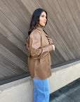 On My Mind Vegan Leather Jacket- Chestnut