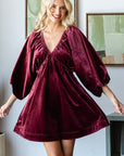 Velvet Puff Sleeve Dress