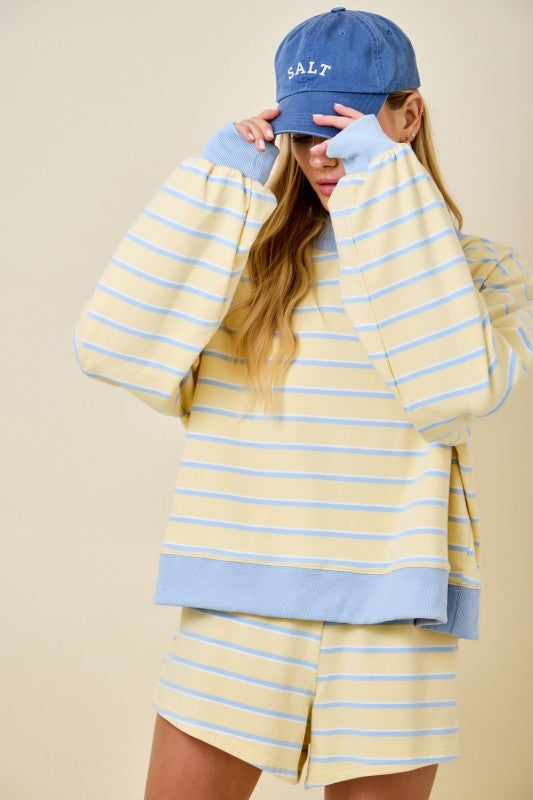 Salt Air Striped Mockneck