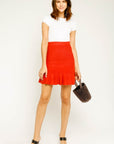 Knit Mini Skirt- Red