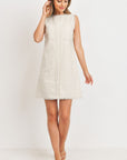 Cream Speckled Tweed Dress