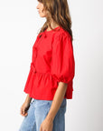 Tie Front Blouse- Red