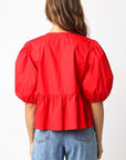 Tie Front Blouse- Red