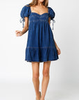 *Restocked* Denim Baby Doll Dress- Dark Wash