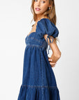 *Restocked* Denim Baby Doll Dress- Dark Wash