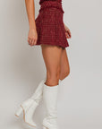 Pleated Tweed Mini Skirt