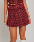 Pleated Tweed Mini Skirt