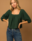 Square Neck Top- Green