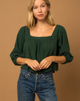 Square Neck Top- Green