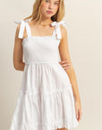 Tiered Mini Dress- White