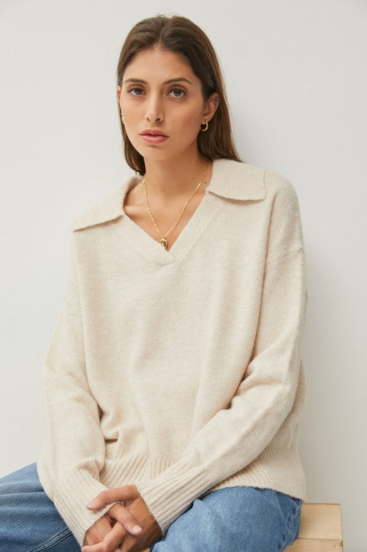 Classic Collared V-Neck Sweater