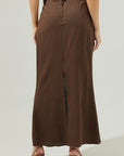 Back Slit Maxi Skirt- Espresso