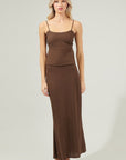 Back Slit Maxi Skirt- Espresso