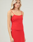 Back Tie Cami Top- Red