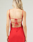 Back Tie Cami Top- Red