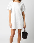 Eyelet Short Sleeve Shift Dress