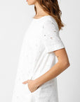 Eyelet Short Sleeve Shift Dress