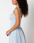 Tie Sleeve Eyelet Dress- Sky