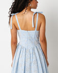 Tie Sleeve Eyelet Dress- Sky