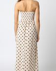 Polka Dot Strapless Maxi-Espresso