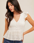 White Flutter Sleeve Top