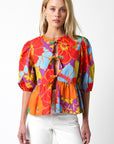 Multi Color Tie Front Top