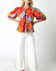 Multi Color Tie Front Top