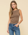 Boat Neck Knit Top- Mocha