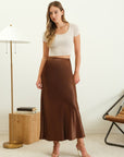 Midi Slip Skirt- Brown