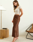 Midi Slip Skirt- Brown