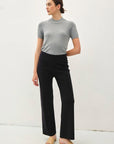 High Rise Ribbed Pants- Black