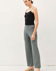 High Rise Ribbed Pants- Grey