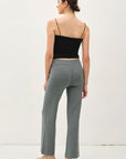 High Rise Ribbed Pants- Grey