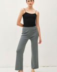 High Rise Ribbed Pants- Grey