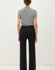 High Rise Ribbed Pants- Black