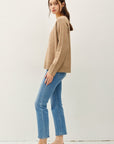 Relaxed V-Neck Sweater- Mocha