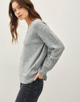 Relaxed V-Neck Sweater- Heather Grey