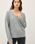 Relaxed V-Neck Sweater- Heather Grey