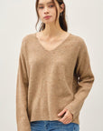 Relaxed V-Neck Sweater- Mocha