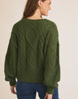 Cable Knit Sweater- Green