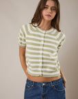 Roxie Striped Short Sleeve Cardigan