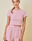 Relaxed Ribbed Lounge Shorts With Elastic Waist