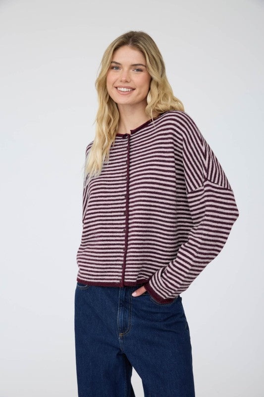 Stay Awhile Cardigan- Burgundy