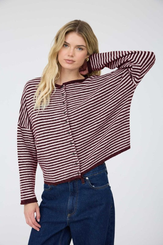 Stay Awhile Cardigan- Burgundy