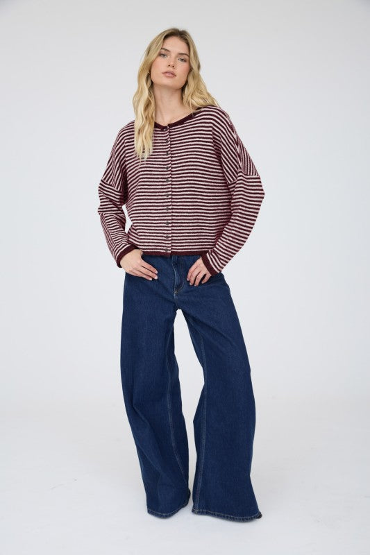 Stay Awhile Cardigan- Burgundy