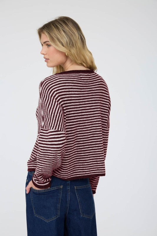 Stay Awhile Cardigan- Burgundy