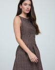 Plaid Button Front Mini Dress