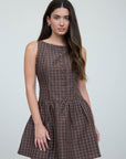 Plaid Button Front Mini Dress